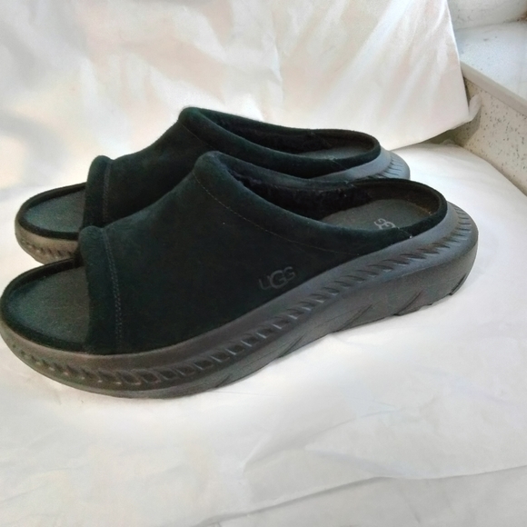 UGG CA805 V2 SLIDE BLACK SUEDE PLATFORM SANDAL -MEN’S US 12 - Picture 9 of 14